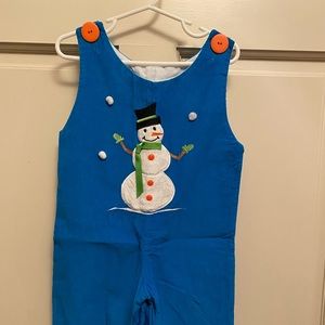 Ritzy Tots 18 month teal corduroy snowman longall